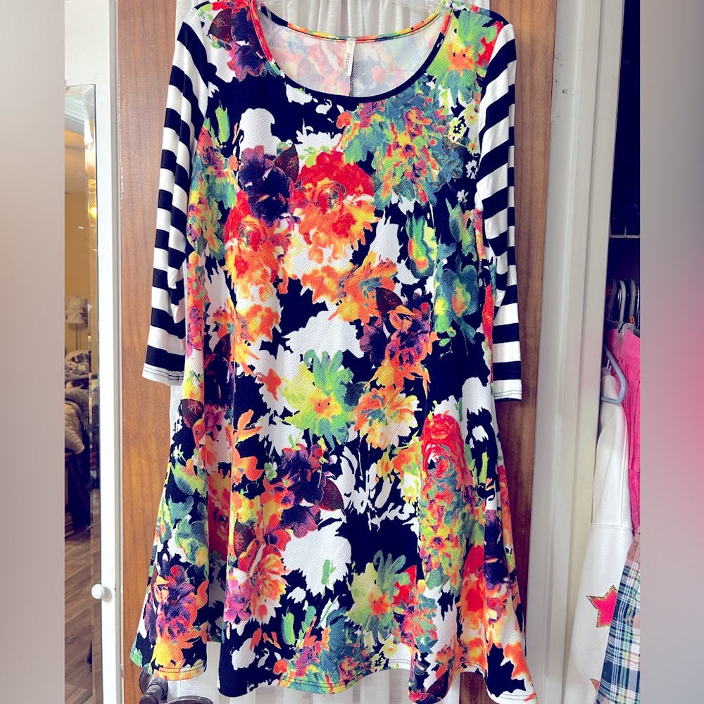 Floral/striped dress.
